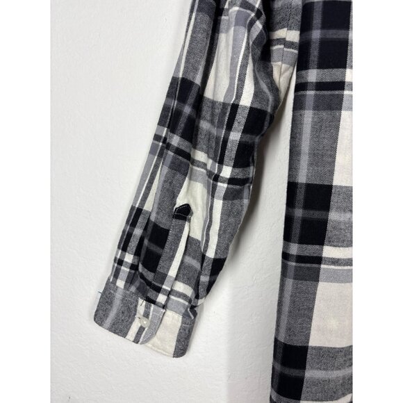 Old Navy Black & White Plaid Long Sleeve Button-Down Flannel Shirt Size 1X - Picture 5 of 7